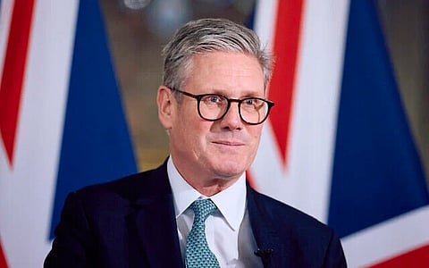 Britain's Prime Minister Keir Starmer speaks at a press conference, during his visit to the European Commission headquarters in Brussels on October 2, 2024.