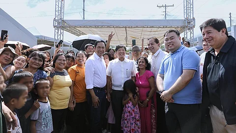 ‘Yolanda’ relief comes finally Over 3,500 units of free and stable housing for those affected by the 2013 monster typhoon ‘Yolanda,’ along with other beneficiaries in Biliran, Leyte, and Samar, were handed over during a ceremony presided over by President Ferdinand R. Marcos Jr. (center) in Leyte. Assisting the President is Speaker Martin Romualdez (second from right).