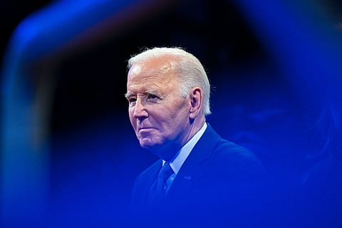 President Joe Biden attends a Department of Defense Commander in Chief Farewell Ceremony at Joint Base Myers-Henderson Hall in Arlington, Virginia, on January 16, 2025.