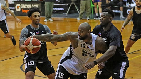 Four-time NBA All-Star DeMarcus Cousins (middle) feels SGA is getting better and better as the team braces for a tough challenge in the 34th Dubai International Basketball Championships starting this week.
