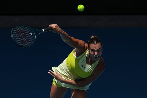 Aryna Sabalenka powers her way past Russian 17-year-old Mirra Andreeva, 6-1, 6-2, on Sunday to reach the quarterfinals of the Australian Open.