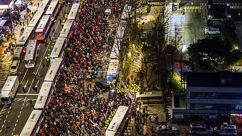 Supporters of South Korean President Yoon Suk Yeol gathered outside the court in the capital Seoul