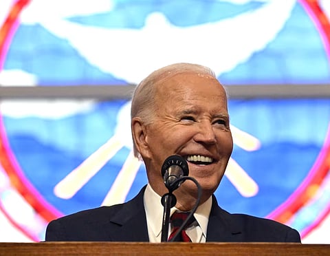 President Joe Biden speaks during a Sunday service at the Royal Missionary Baptist Church in North Charleston, S.C.