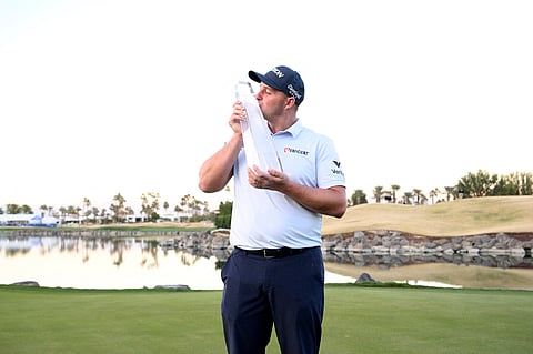 SEPP Straka celebrates after clinching his third US PGA Tour crown following a masterful win in the American Express in La Quinta, California.