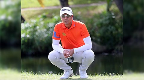 Thai Sadom Kaewkanjana goes into the weekend clutching a three-shot lead in the Philippine Open at the Manila Southwoods Golf and Country Club in Carmona, Cavite on Friday.