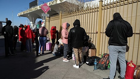 Migrants remain stranded in Mexico after the cancellation of their CBP One appointment through the Paso del Norte international bridge to El Paso, Texas, United States, from Ciudad Juarez, Chihuahua state, Mexico on 20 January 2025.