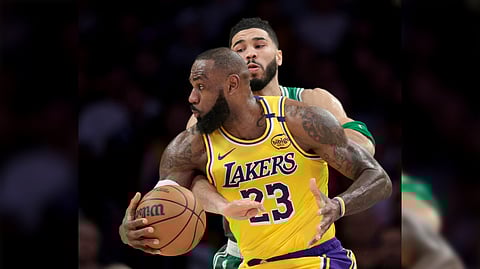 Lebron James and the Los Angeles Lakers outplay Jayson Tatum and the Boston Celtics, 117-96, in their first meeting in the NBA regular season.