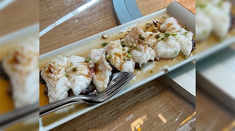 Grouper Fillet, Black Fungus, Ginger Sauce.