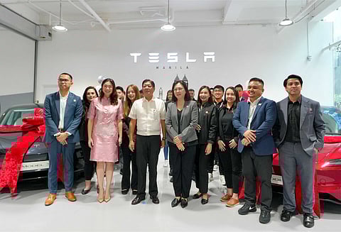 TESLA’s first official center in the Philippines symbolizes a step forward in sustainability, innovation and global partnerships. Shown are: (center) President Ferdinand R. Marcos Jr.; Lani Cayetano, mayor of Taguig City and Isabel Fan, regional director of Tesla with key officials.