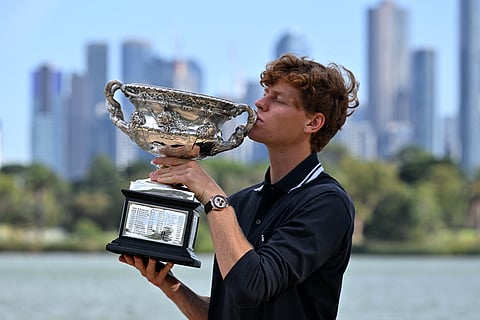 JANNIK Sinner celebrates after beating Alexander Zverev to rule the men’s singles event of the Australian Open.