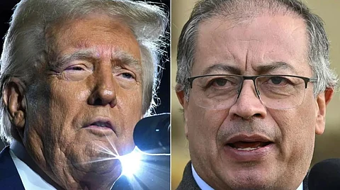 US President Donald Trump's immigration crackdown has put him at odds with Colombian President Gustavo Petro (R)
