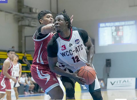 MUSA Diona muscles his way to a double-double performance of 20 points and 16 rebounds to power World City Colleges to a 71-61 win over Philippine Women’s University in the UCAL-PG Flex Linoleum 7th season men’s basketball tournament.