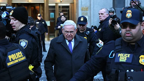 Former Sen. Bob Menendez (D-NJ) departs Manhattan Federal Court after his sentencing on 29 January 2025 in New York City. Menendez, who was found guilty of bribery and corruption charges last year, was sentenced to 11 years in prison. His co-defendant Fred Daibes was sentenced to seven years in prison and fined $1.75 million. A second co-defendant, Wael Hana, was sentenced to more than eight years in prison and fined $1.3 million.