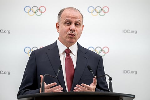 Candidate to the presidency of the International Olympic Committee (IOC) Prince Feisal al-Hussein of Jordan, speaks during a press conference following a presentation before fellow IOC members, in Lausanne on January 30, 2025. Seven candidates are competing in the elections for the IOC presidency at the 143rd IOC Session to be held in Greece from March 18 to 21, 2025.