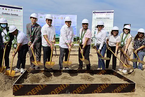 Groundbreaking ceremony for the Golden Sunrise and South Savannah housing projects in Naic, Cavite. The event was attended by (from left) Japan International Cooperation Agency representative Fukui Keisuke, Naic Vice Mayor Junio Dualan, SHFC president and CEO Federico Laxa, DOTr Undersecretary Jeremy Regino, and other key officials.