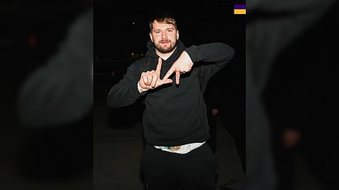 LUKA Doncic flashes the ‘LA’ sign shortly after arriving in Los Angeles following his trade to the Lakers form the Dallas Mavericks.