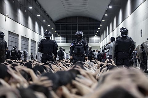 El Salvador's maximum security Terrorism Confinement Center, a mega-prison southeast of the capital San Salvador with capacity for 40,000 prisoners.