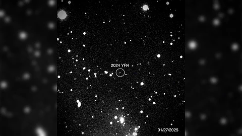This handout picture provided by NASA on 31 January 2025 shows asteroid 2024 YR4 as observed by the Magdalena Ridge 2.4m telescope at the New Mexico Institute of Technology on 27 January 2025. A colossal explosion in the sky, unleashing energy thousands of times greater than the Hiroshima bomb. A blinding flash that momentarily outshines the Sun. A shockwave powerful enough to flatten everything for miles. There's a small but real chance this apocalyptic scenario could unfold in eight years -- if a newly detected asteroid, nearly the size of a football field, collides with Earth. While there's no immediate cause for alarm, scientists are watching closely.
