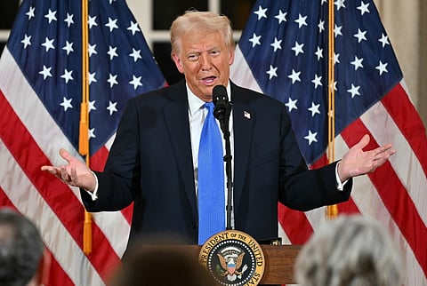 US President Donald Trump hosts a dinner for US Republican Senators at his Mar-a-Lago resort in Palm Beach, Florida, on 7 February 2025.