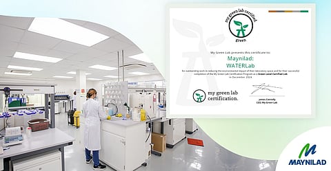 WATERLab gets certification (inset) from My Green Lab, the most trusted certification for the sustainability of laboratories around the world.