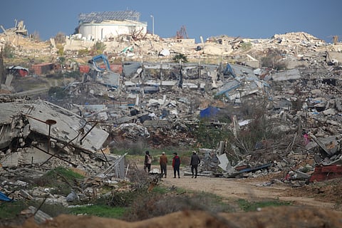 DISPLACED Palestinians cross the Netzarim corridor as they make their way to the northern parts of the destroyed Gaza Strip on 9 February 2025.