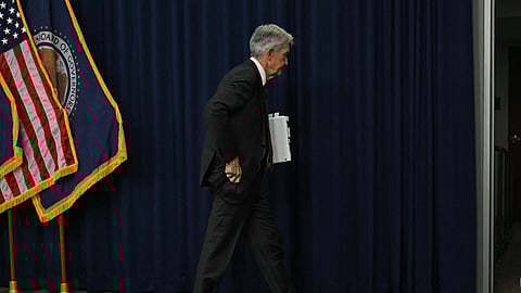 Controlled Fed hikes? US Federal Reserve chairman Jerome Powell departs after a news conference at the end of a recent meeting. Equities were mostly down in Asia on Monday after Donald Trump ramped up his trade war by announcing huge tariffs on steel and aluminium imports and warned every country would face ‘reciprocal’ levies.
