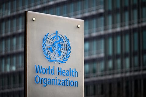 (FILES) This photograph taken on December 7, 2021 shows a sign of the World Health Organisation (WHO) at their headquarters in Geneva. Argentina will pull out of the World Health Organization, a presidential spokesman said on February 5, following in the footsteps of the United States which announced its exit from the UN agency last month.