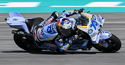 Alex Marquez takes a corner during the third day of the 2025 MotoGP pre-season testing at the Sepang International Circuit.