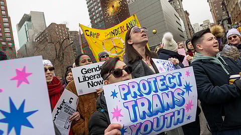 NEW YORK, NEW YORK - Around the country, transgender individuals and their supporters are participating in various forms of activism as the Trump administration enacts laws that are opposed to the transgender community.