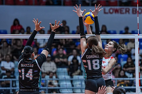 Myla Pablo powers Petro Gazz to a 25-18, 25-18, 25-22 win over Galeries Tower on Saturday in their PVL All-Filipino Conference match at the Ynares Center in Antipolo.