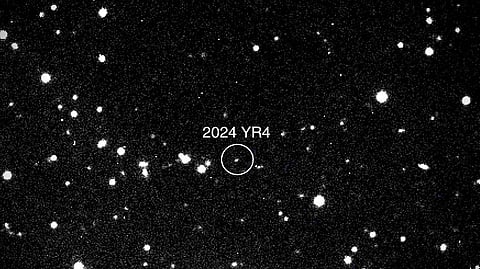 This handout picture provided by NASA on 31 January 2025 shows asteroid 2024 YR4 as observed by the Magdalena Ridge 2.4m telescope at the New Mexico Institute of Technology on 27 January 2025.