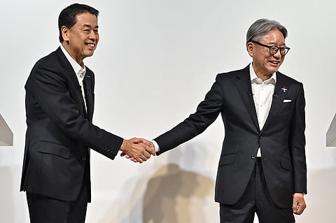 NISSAN and Honda end merger talks. Shown are: Makoto Uchida, president and CEO of Japanese auto maker Nissan, and Toshihiro Mibe, director, president and representative executive officer of auto maker Honda.