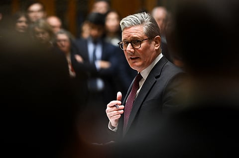 A handout photograph released by the UK Parliament shows Britain's Prime Minister Keir Starmer speaking during the weekly session of Prime Minister's Questions (PMQs) at the House of Commons, in London, on 12 February 2025.