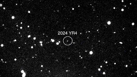 This handout picture provided by NASA on 31 January 2025 shows asteroid 2024 YR4 as observed by the Magdalena Ridge 2.4m telescope at the New Mexico Institute of Technology on 27 January 2025.