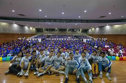 A group of freshman students pose for the camera during their student orientation at the APC Auditorium as the school year 2024-2025 starts.