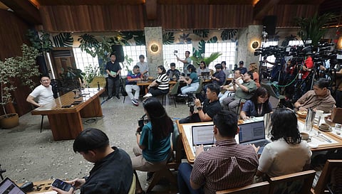 Senate President Francis ‘Chiz’ Escudero speaks to the members of the media in Quezon City on Wednesday, 19 February on the preparations for the impeachment case of Vice President Sara Duterte.
