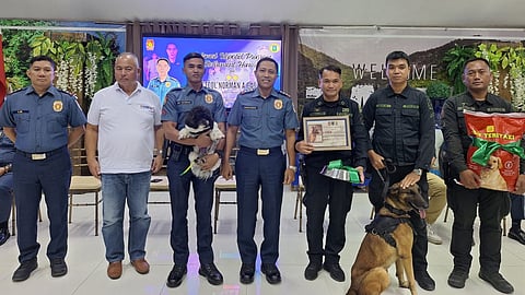 Explosive detection dog Luna honored by Rizal Police; ‘Pawlice’ dog Tiger shows support