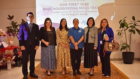 From left to right – Park Inn by Radisson North EDSA General Manager Mr. Reycie Gutierrez, SM Hotels & Conventions Corp. VP for Human Resources and Organizational Development Ms. Charmagne Adonis, Quezon City Mayor Joy Belmonte, Ms. Marissa Basa, Park Inn by Radisson North EDSA General Manager Ms. Ann Olalo, and SM Hotels & Conventions Corp. Asst. VP for Public Relations Ms. Nian Rigor