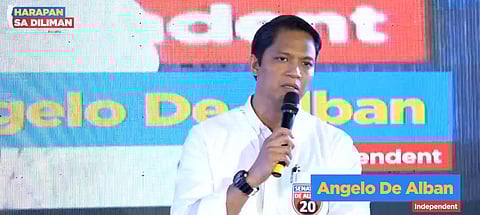 Senatorial bet Atty. Angelo de Alban (Screenshot from Facebook Live)