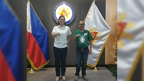 Vice President Sara Duterte with Benito Ranque during a courtesy call at the OVP office in Mandaluyong City.