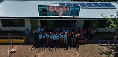 Solar panels installed at the Pangan-an Elementary and High School provide reliable renewable energy, reduce costs and support better educational resources.