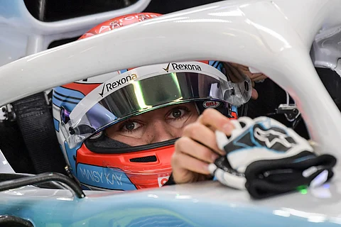 George Russel is on the pits during the third practice session of the F1 Mexico Grand Prix.