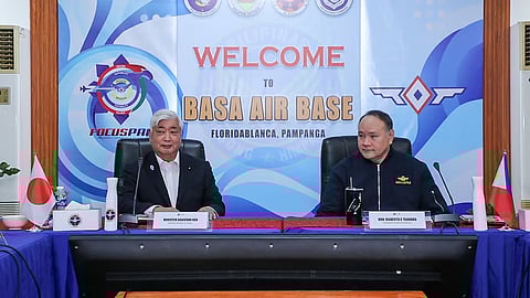 Defense Secretary Gilberto Teodoro Jr. and Japanese Defense Minister Gen Nakatani during their visit in key military facilities in Luzon on Sunday.
