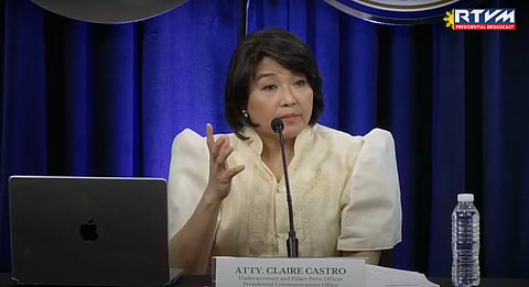 (FILE PHOTO) Presidential Communications Office Undersecretary and Palace Press Officer Claire Castro holds her first briefing at Malacañang Palace.