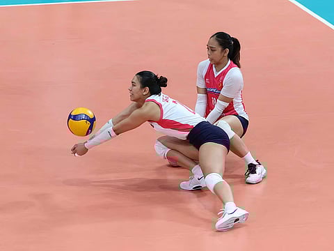 Alyssa Valdez refuses to give up a point in leading Creamline to a 25-15, 26-24, 25-19 victory over Galeries Tower in their PVL All-Filipino Conference match on Thursday at the Philsports Arena in Pasig.
