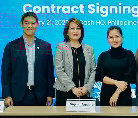 (L-R) GCash International general manager Paul Albano, Viamericas PH country head and head of operations non-latam Raquel Aquino, and GCash International head of product and EMEA Jules Abalos