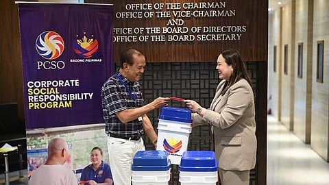 THE Philippine Charity Sweepstakes Office hands out 50 emergency grab-and-go bags to participants of the Duster Fun Run held last 7 February in Taytay, Rizal.
