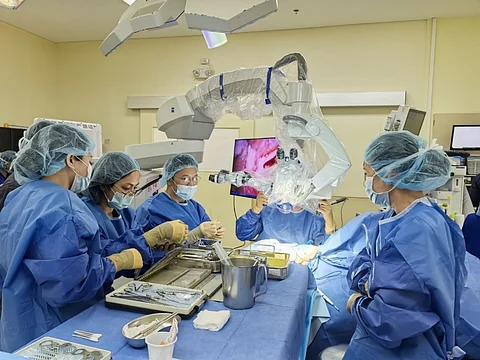 The surgical team at Makati Medical Center successfully performs its first cochlear implantation surgery on a pediatric patient with congenital profound hearing loss, marking a milestone in specialized medical care.