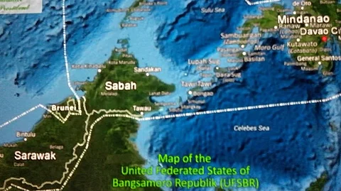 Map of the proposed United Federated States of Mindanao which includes Sabah and Sarawak, Malaysia.