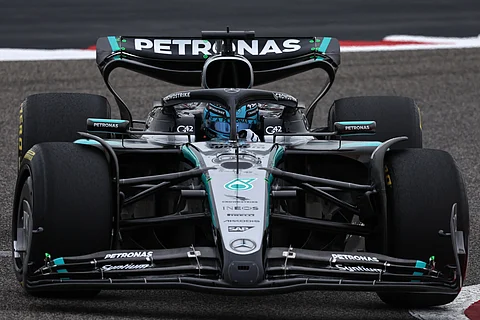 Mercedes’ British driver George Russell takes to the track on the second day of the Formula One pre-season testing at the Bahrain International Circuit in Sakhir.